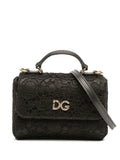Pre-OwnedDolce & Gabbana Pre-Owned1990-2010 Silk and Lace Crystal Embellished DG Flap satchel