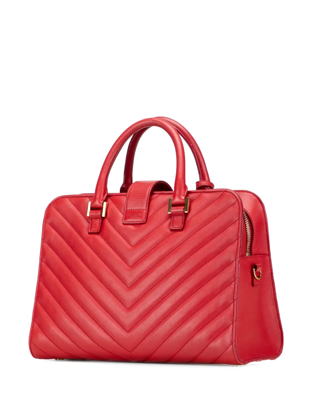 Pre-OwnedSaint Laurent Pre-Owned2014 Small Chevron Calfskin Monogram Cabas satchel