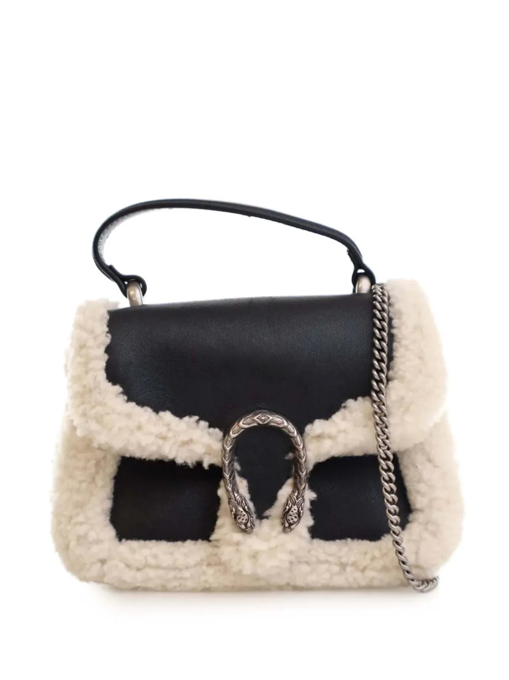 Pre-OwnedGucci Pre-Owned2016-2025 Mini Leather and Shearling Dionysus Top Handle Bag satchel