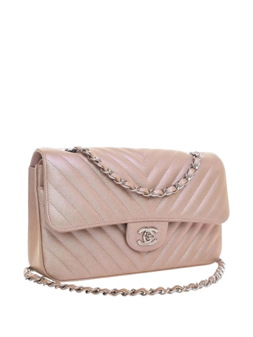 Pre-OwnedCHANEL Pre-Owned2017-2018 Medium Classic Chevron Iridescent Caviar Double Flap shoulder bag
