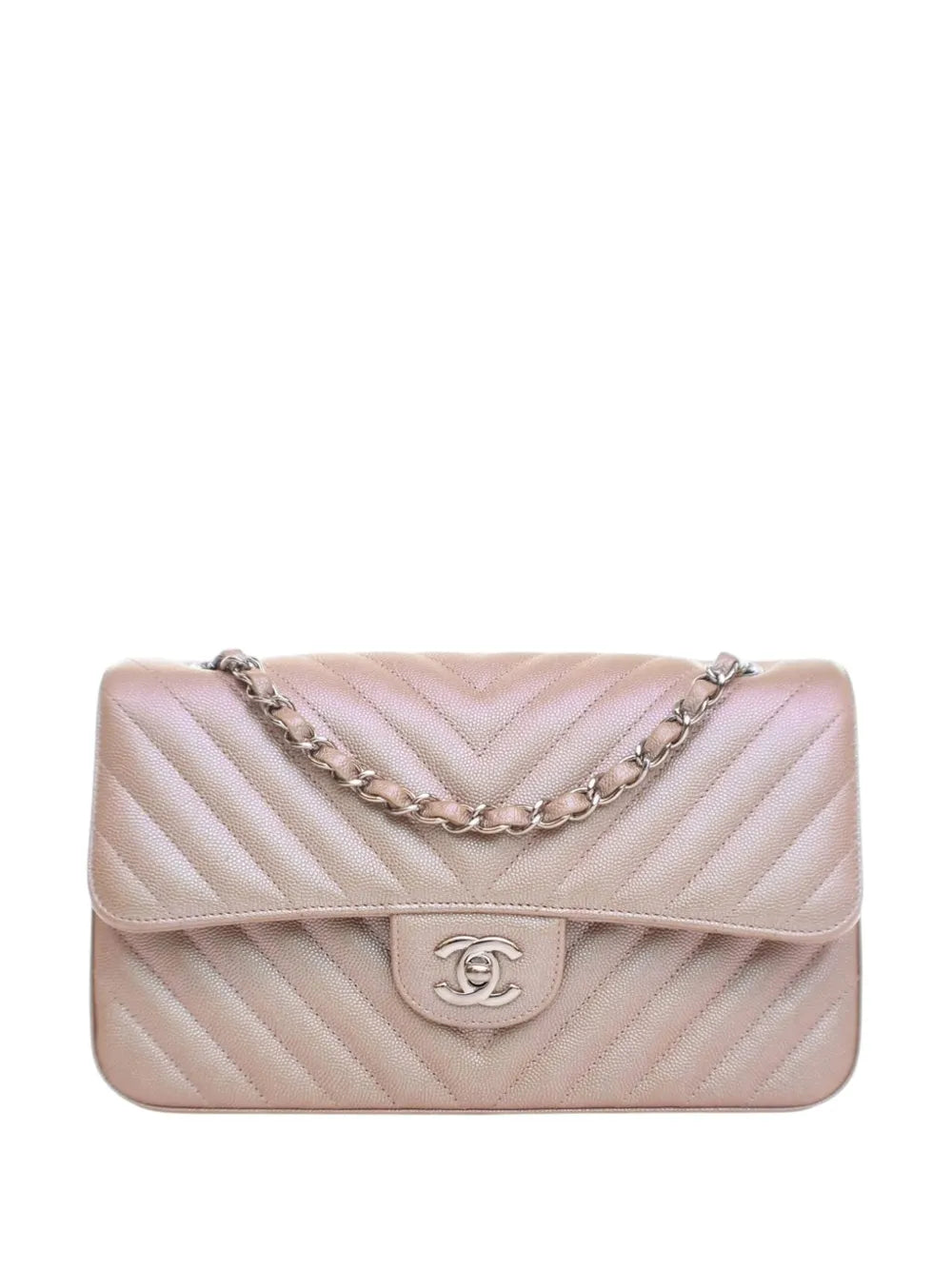 Pre-OwnedCHANEL Pre-Owned2017-2018 Medium Classic Chevron Iridescent Caviar Double Flap shoulder bag