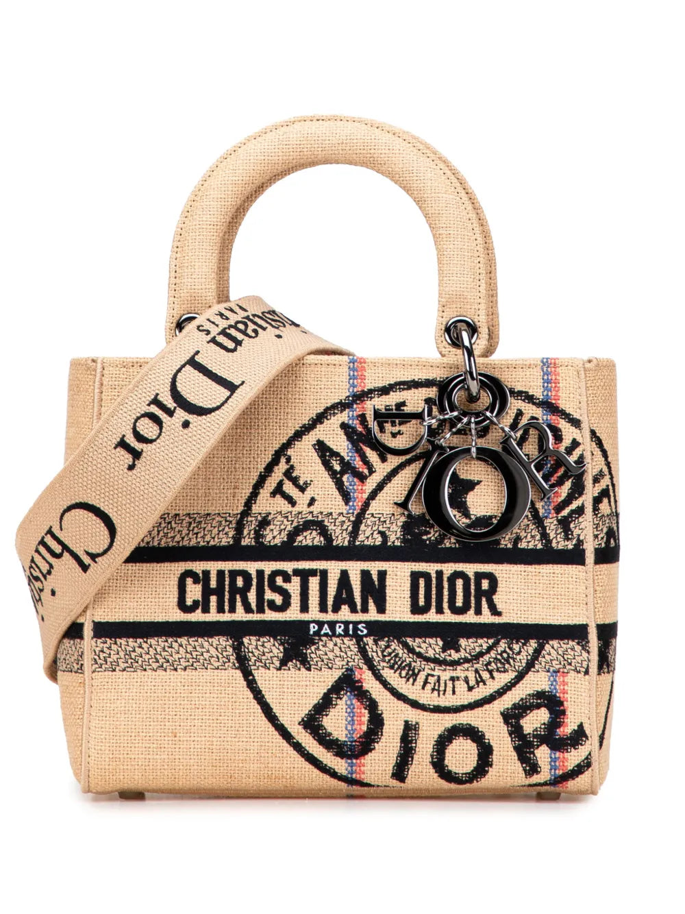 Pre-OwnedChristian Dior Pre-Owned2022 Medium Jute Embroidered Lady D Lite satchel