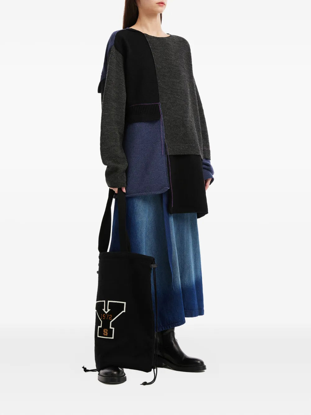 Y'slogo-appliqu?drawstring tote bag