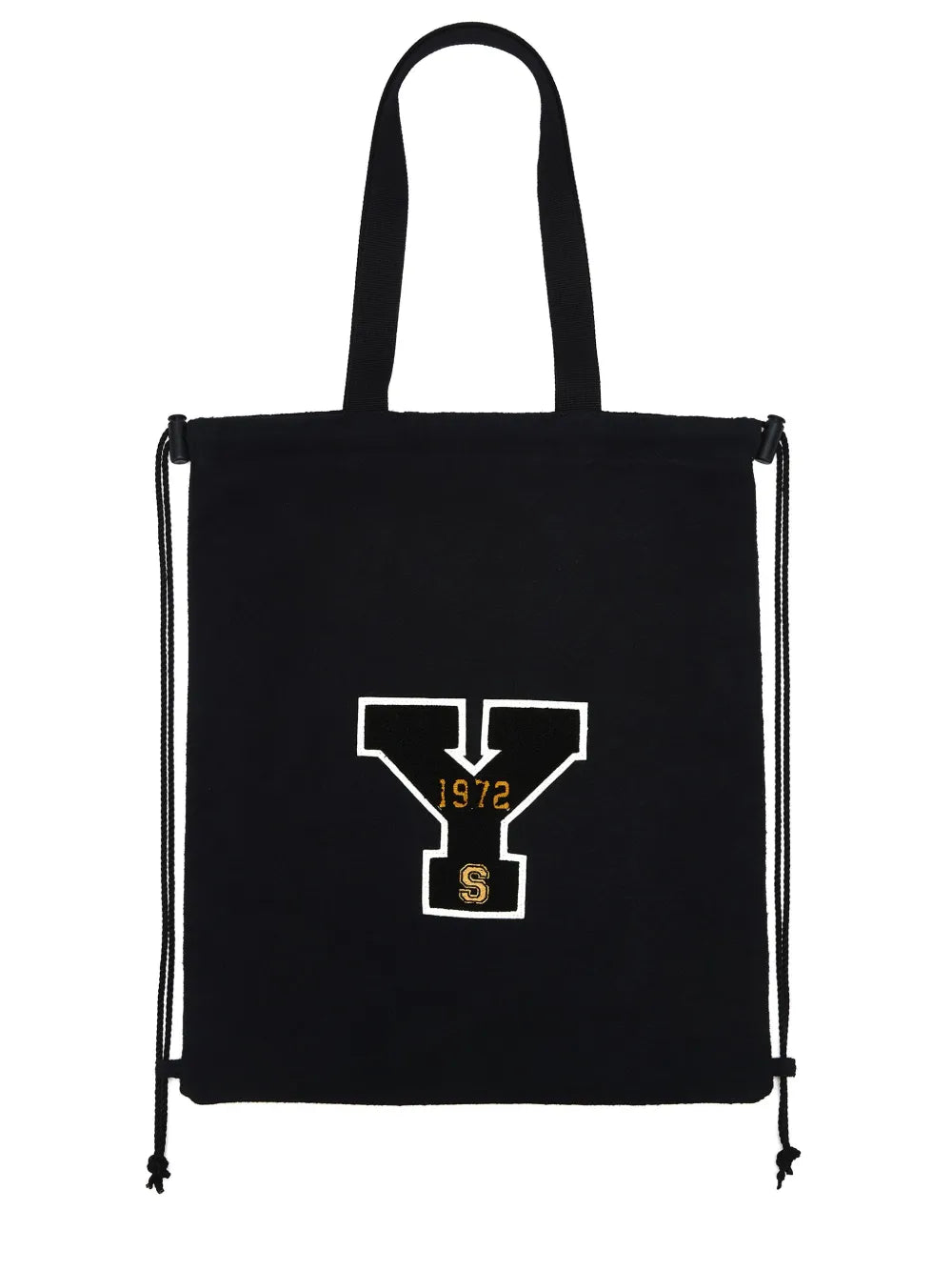 Y'slogo-appliqu?drawstring tote bag