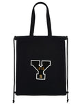 Y'slogo-appliqu?drawstring tote bag