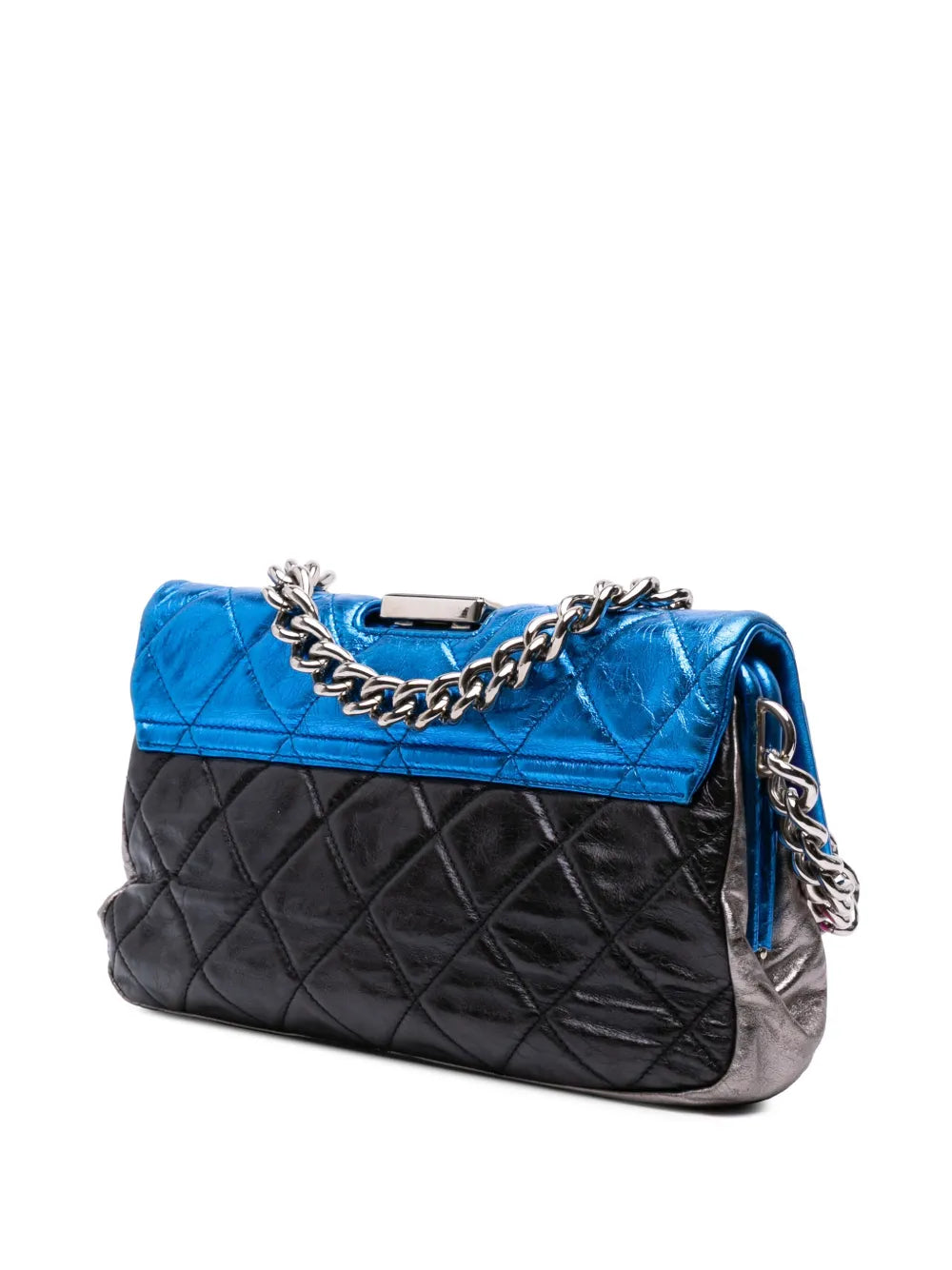Pre-OwnedCHANEL Pre-Owned2008-2009 Multicolor Metallic Quilted Calfskin Modern Chain Flap Frame Bag shoulder bag