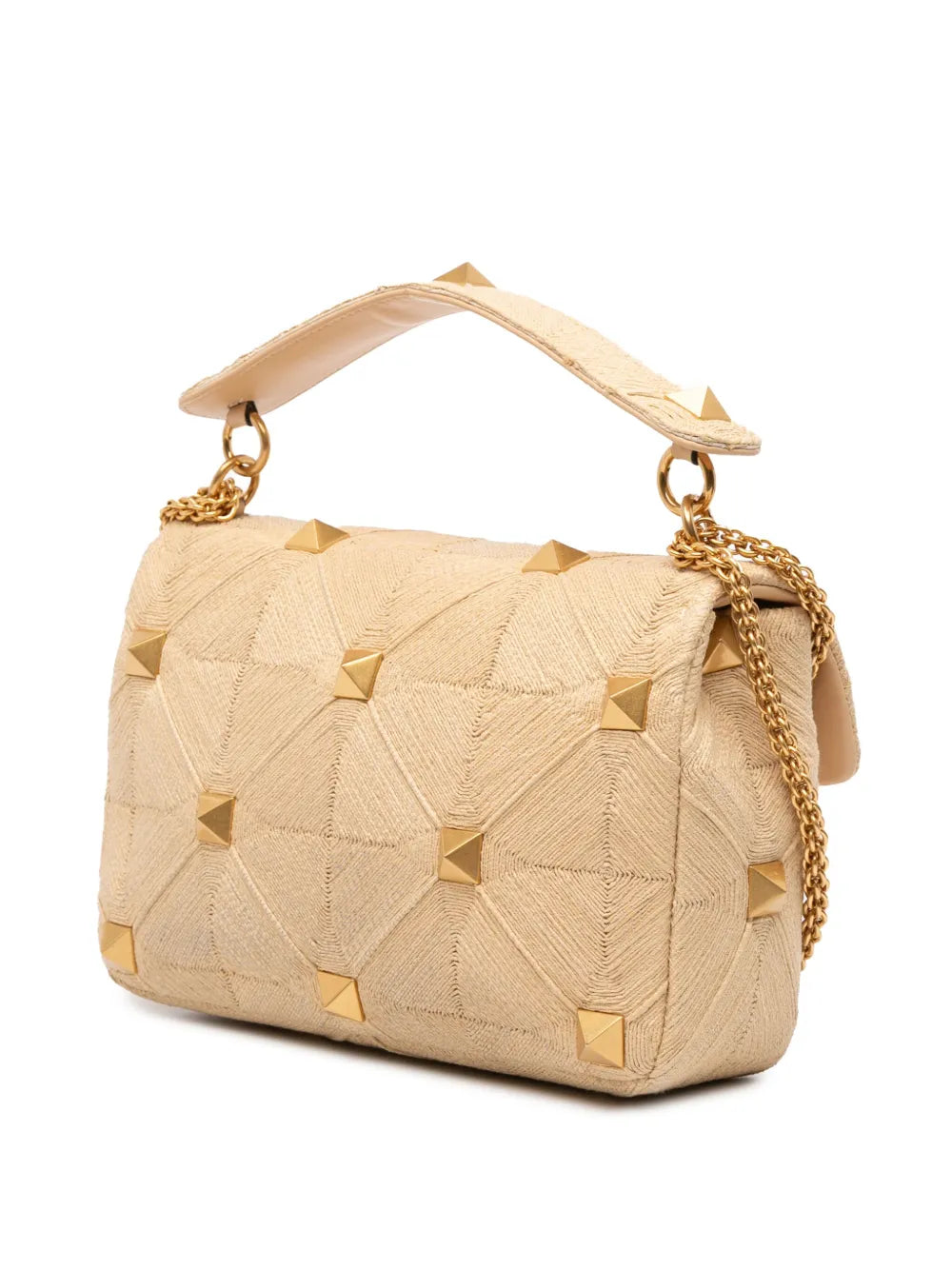 Pre-OwnedValentino Garavani Pre-Owned2018-2025 Large Raffia Roman Stud satchel