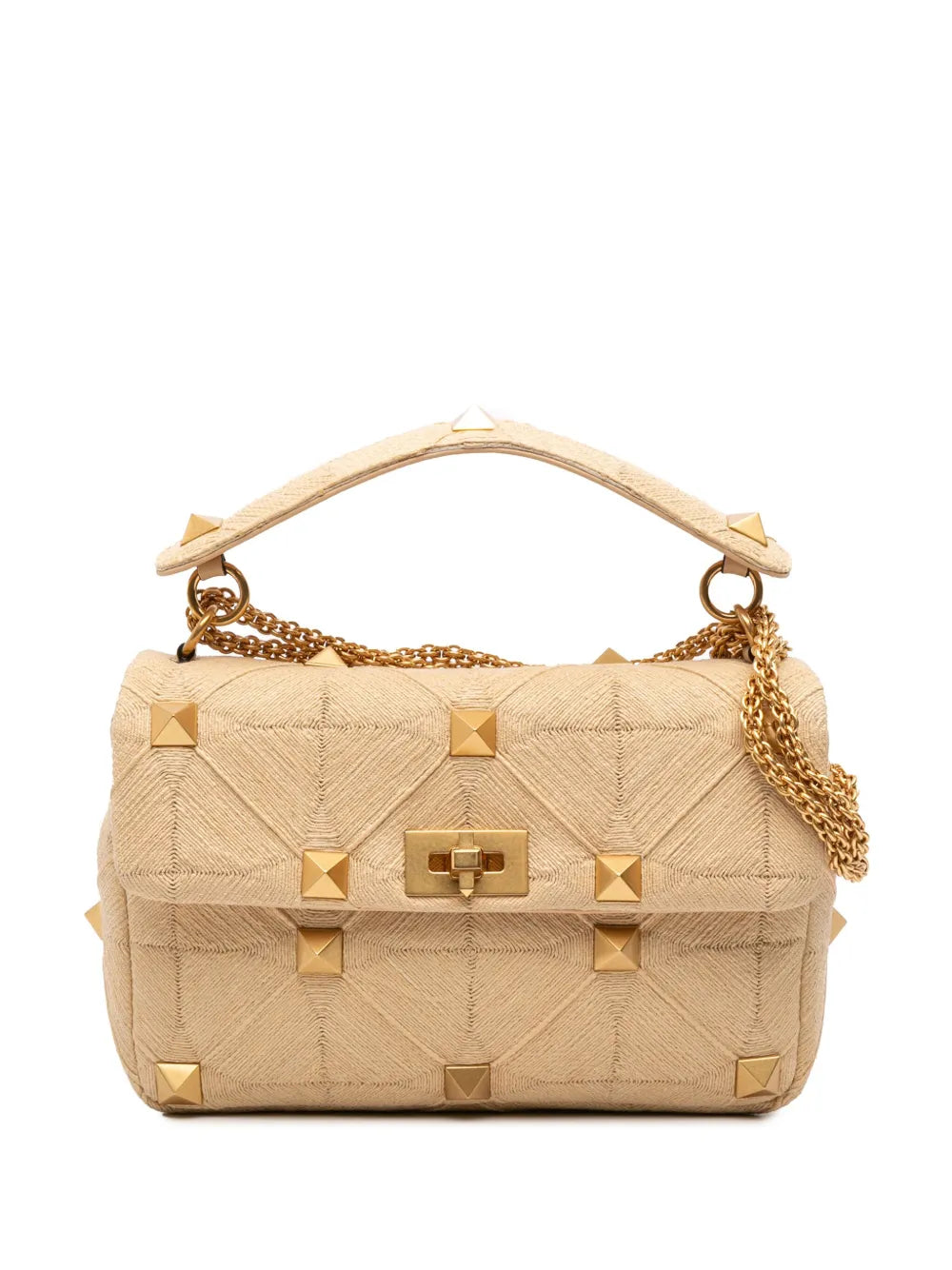 Pre-OwnedValentino Garavani Pre-Owned2018-2025 Large Raffia Roman Stud satchel