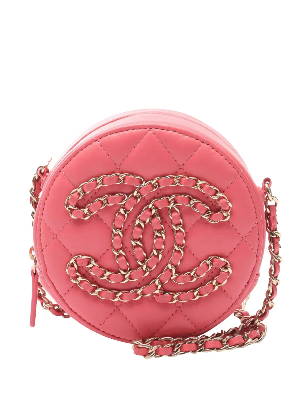 Pre-OwnedCHANEL Pre-Owned2020 Large CC Quilted Lambskin Round Clutch with Chain crossbody bag