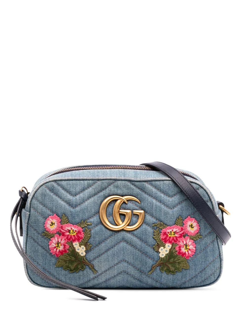 Pre-OwnedGucci Pre-Owned2016-2025 Small GG Marmont Embroidered Matelasse Denim crossbody bag