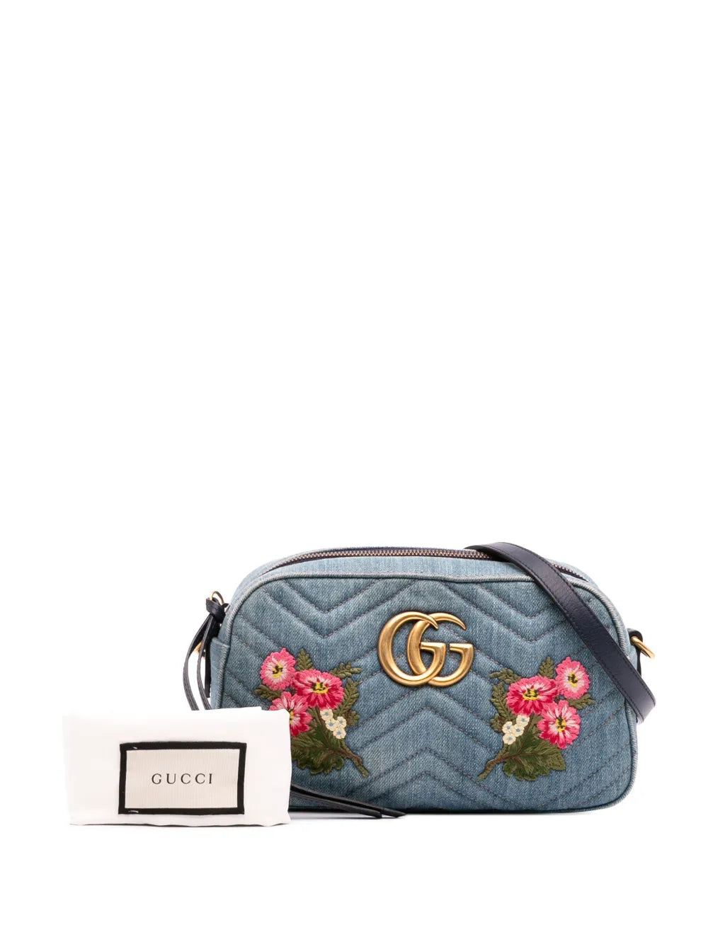 Pre-OwnedGucci Pre-Owned2016-2025 Small GG Marmont Embroidered Matelasse Denim crossbody bag