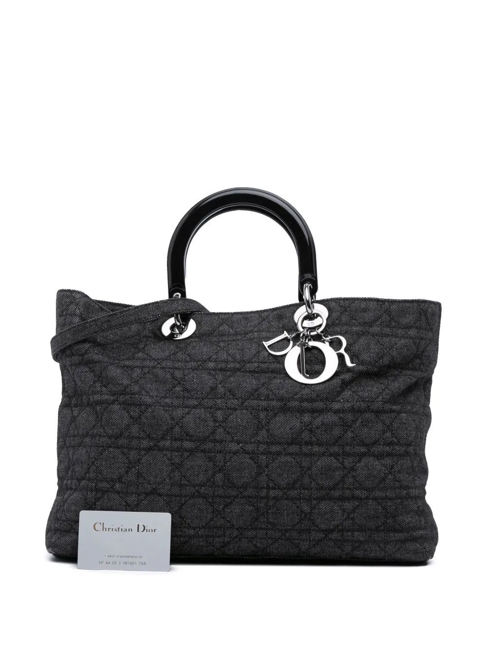 Pre-OwnedChristian Dior Pre-Owned1999 Extra Large Denim Cannage Lady Dior satchel