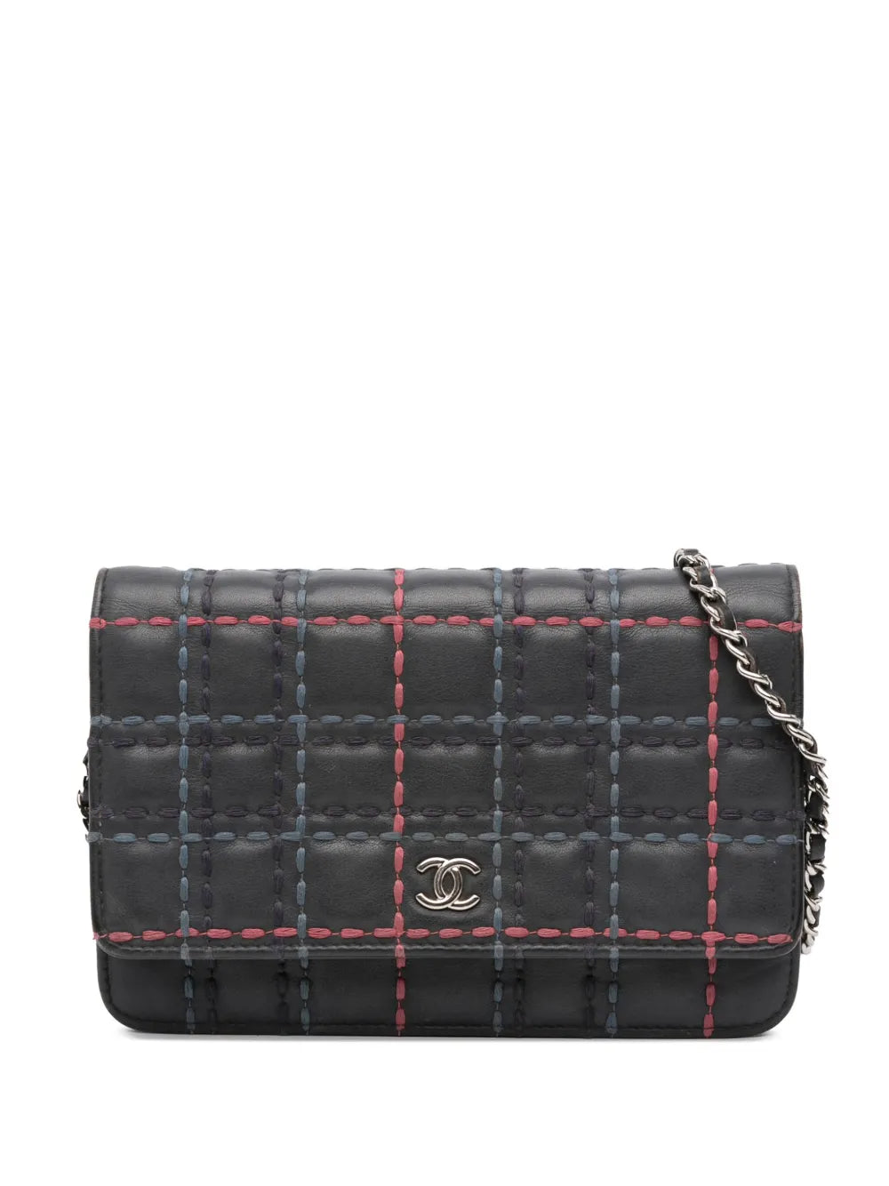Pre-OwnedCHANEL Pre-Owned2018-2019 CC Square Stitched Calfskin Wallet on Chain crossbody bag