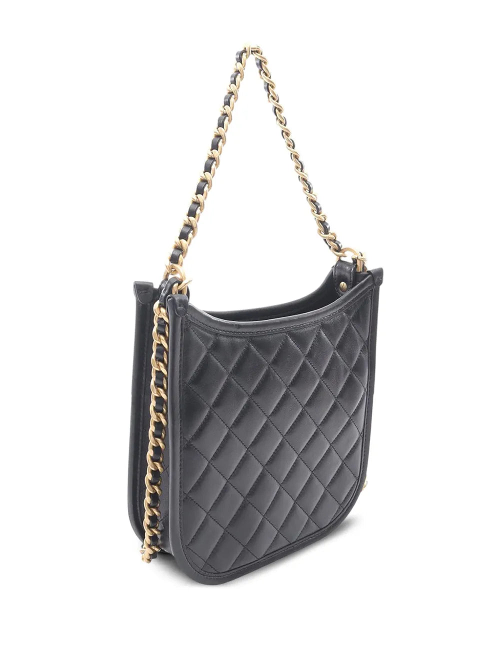 Pre-OwnedCHANEL Pre-Owned2021-2025 Small CC Quilted Lambskin Front Pocket Chain Hobo Bag satchel