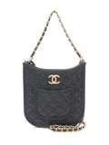 Pre-OwnedCHANEL Pre-Owned2021-2025 Small CC Quilted Lambskin Front Pocket Chain Hobo Bag satchel