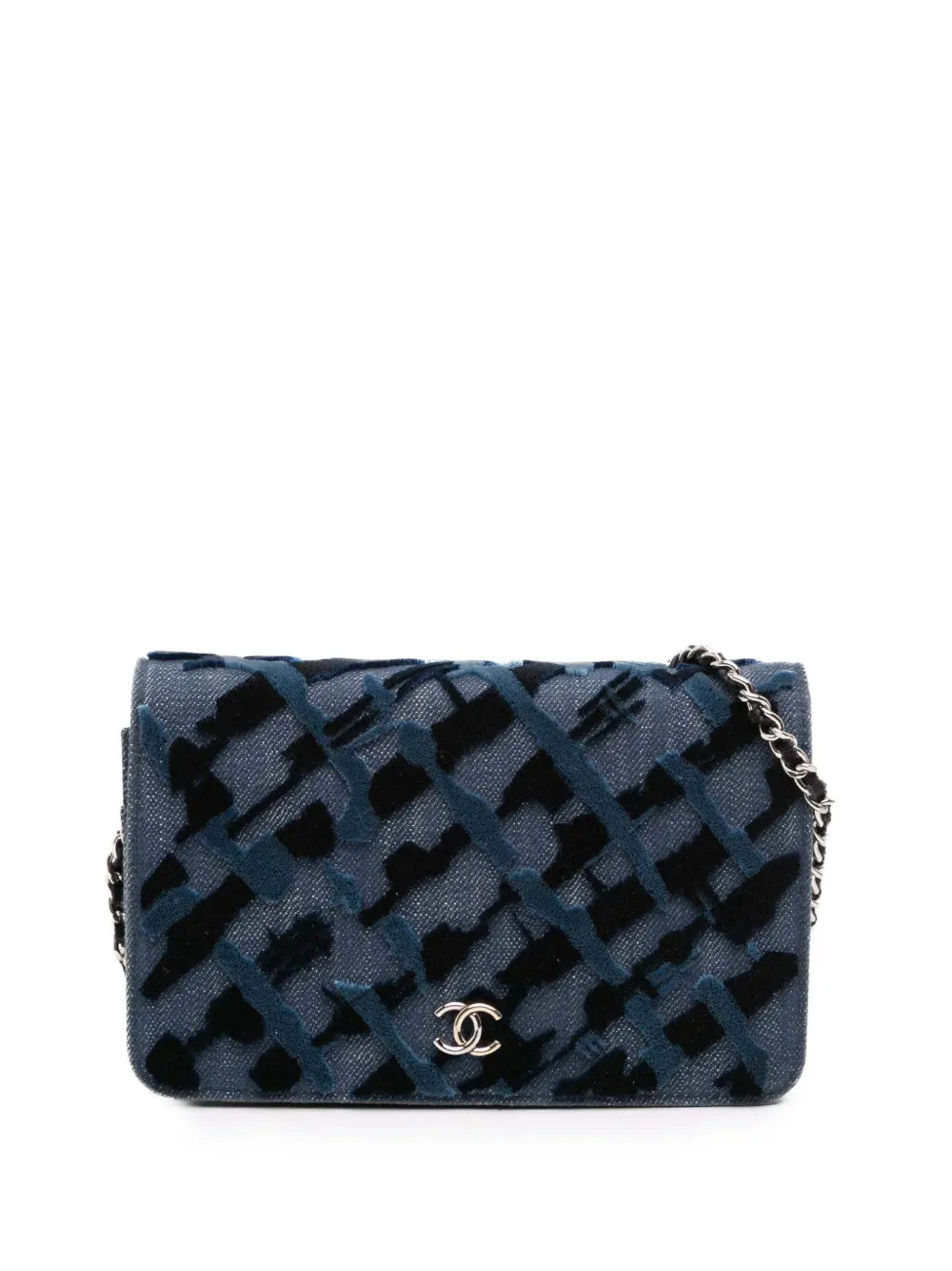 Pre-OwnedCHANEL Pre-Owned2017-2018 Denim and Velvet Wallet On Chain crossbody bag