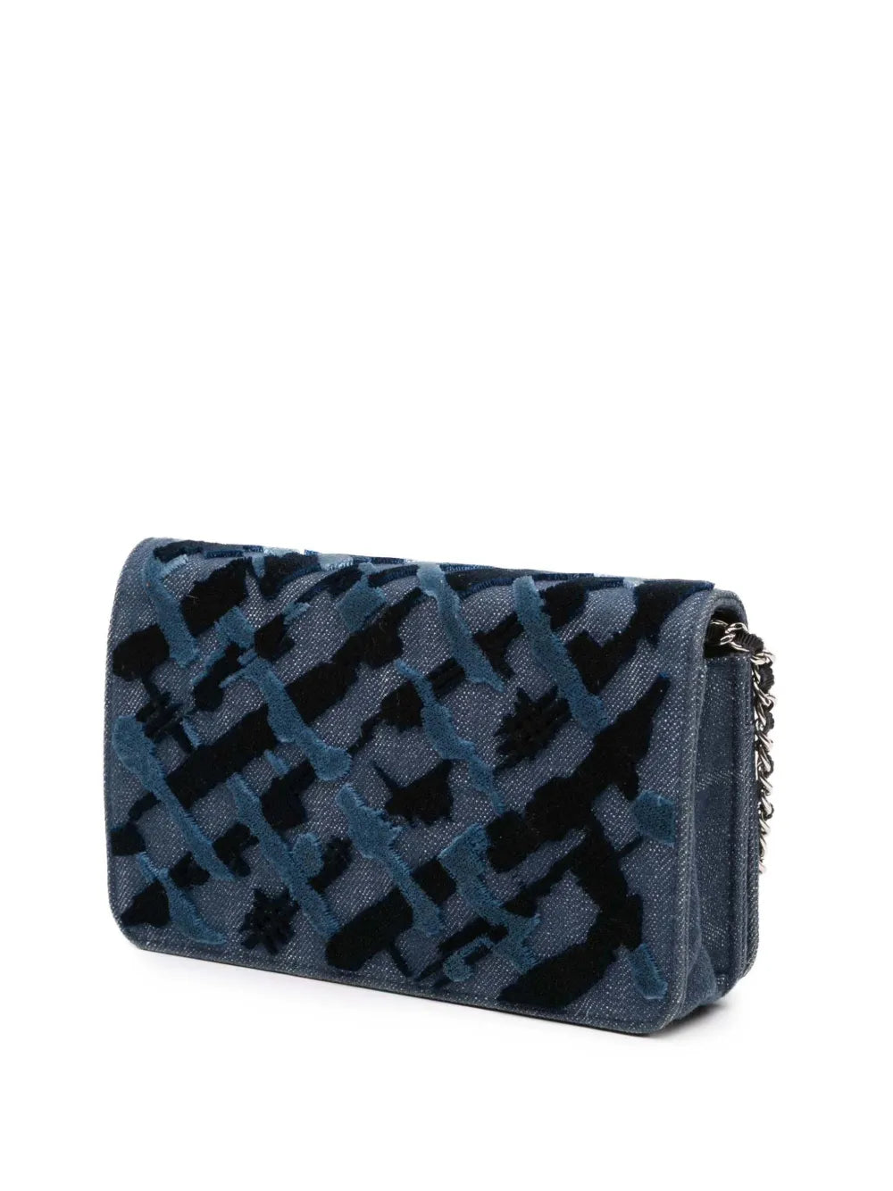 Pre-OwnedCHANEL Pre-Owned2017-2018 Denim and Velvet Wallet On Chain crossbody bag