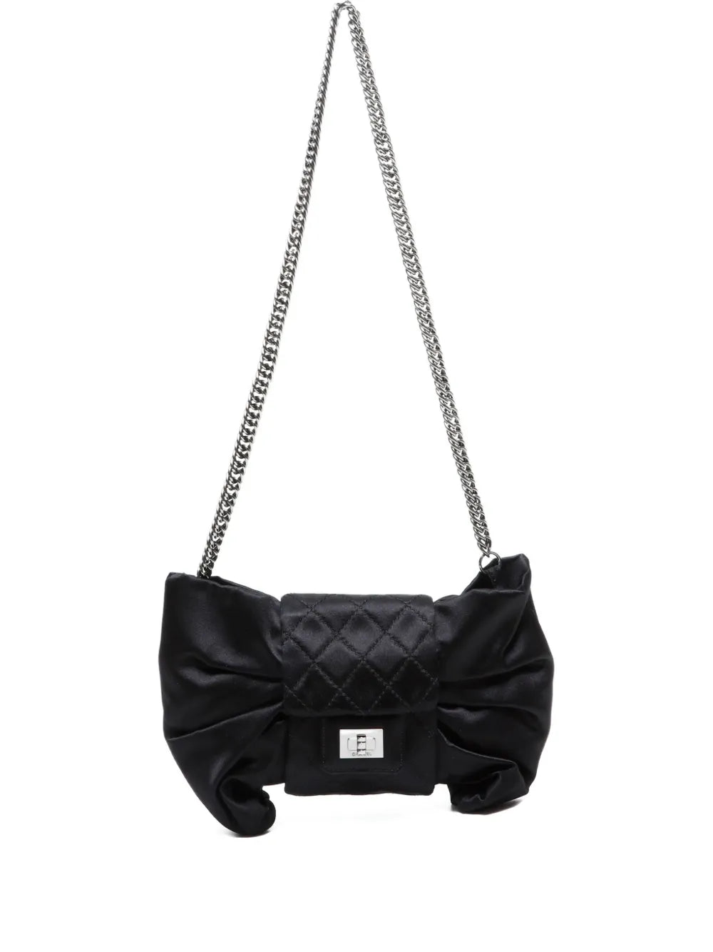 Pre-OwnedCHANEL Pre-Owned2008-2009 satin ribbon-embellished chain-strap shoulder bag