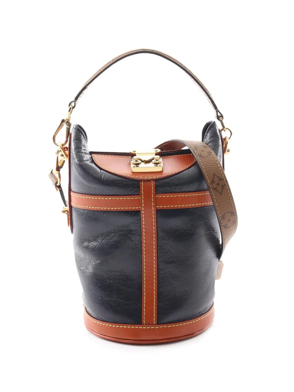 Pre-OwnedLouis Vuitton Pre-Owned2019 Calfskin and Monogram Reverse Duffle Bag bucket bag