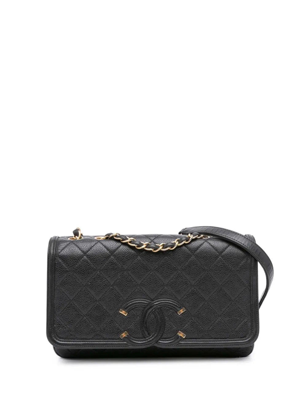 Pre-OwnedCHANEL Pre-Owned2016-2017 Medium Caviar CC Filigree Flap crossbody bag