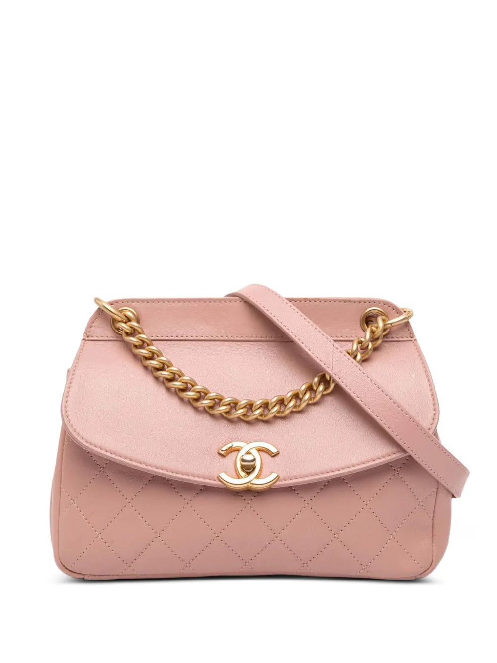 Pre-OwnedCHANEL Pre-Owned2019 Quilted Lambskin Curved Flap crossbody bag