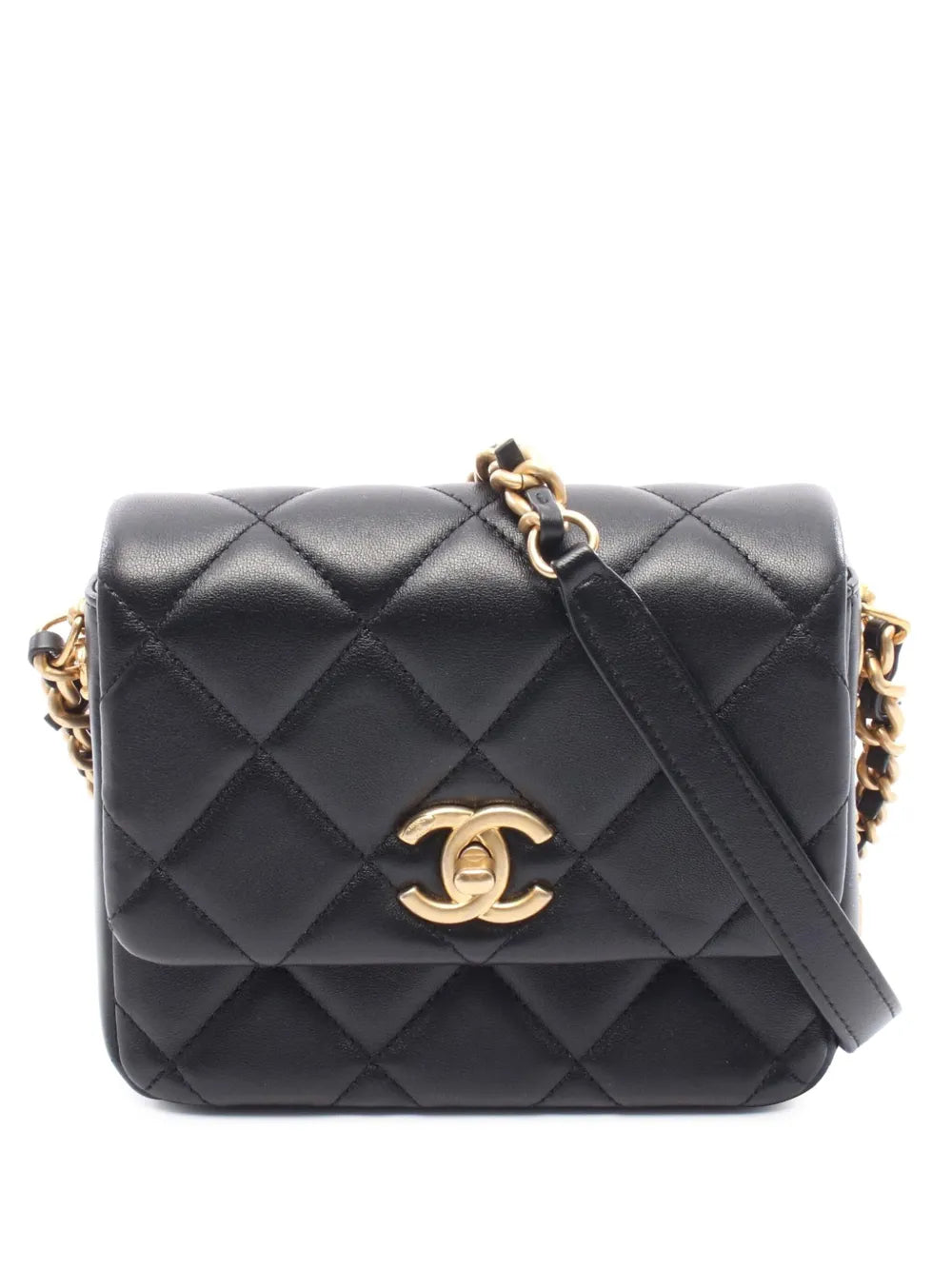 Pre-OwnedCHANEL Pre-Owned2021-2025 Mini Quilted Lambskin Side Note Flap crossbody bag