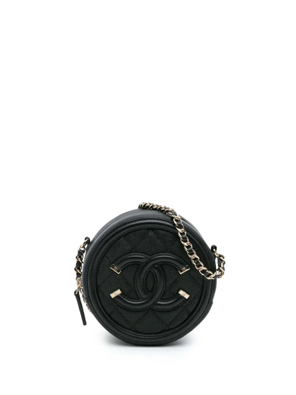 Pre-OwnedCHANEL Pre-Owned2019 Caviar CC Filigree Round Clutch with Chain crossbody bag