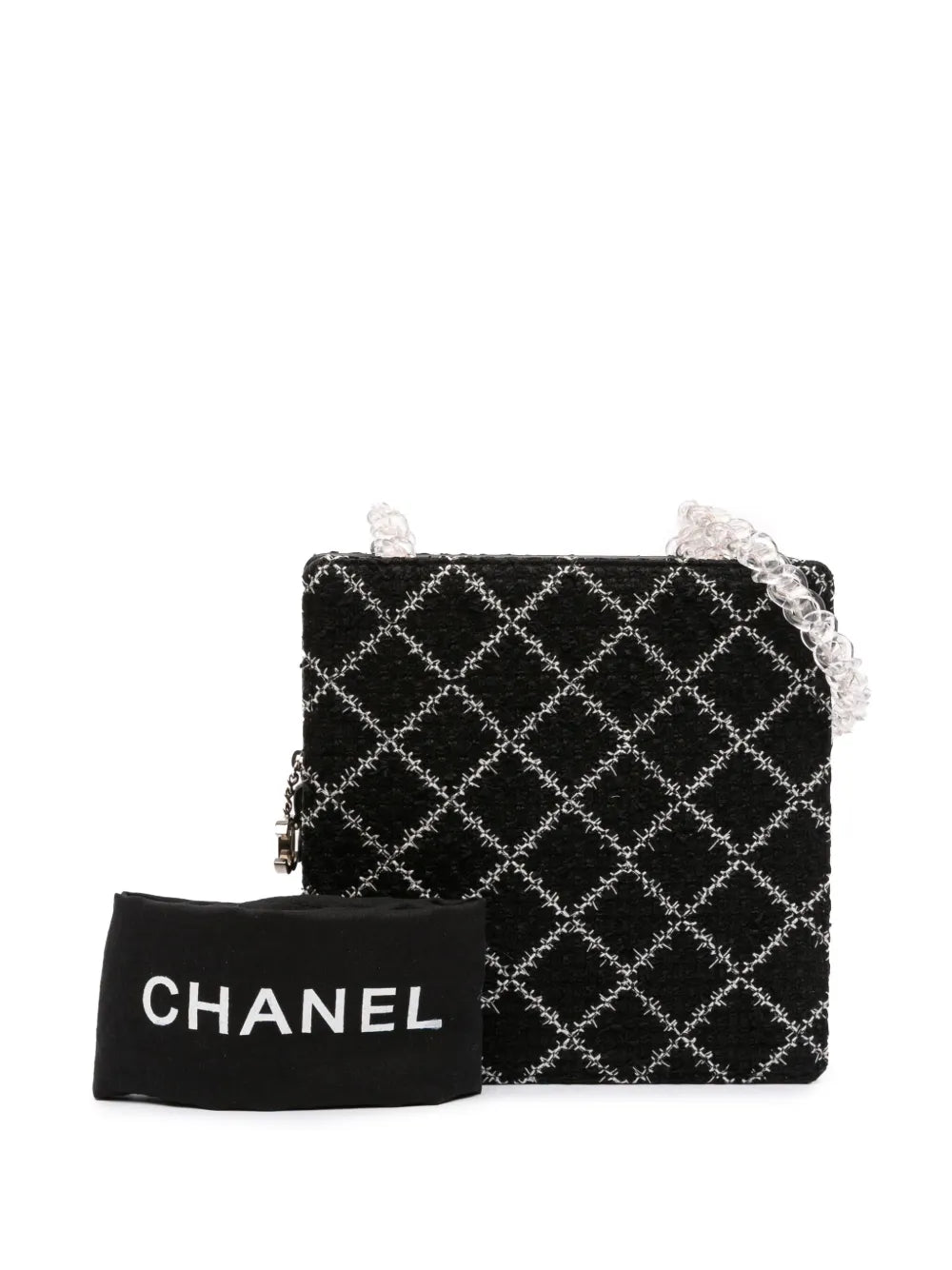 Pre-OwnedCHANEL Pre-Owned2016-2017 Tweed and Resin Zipped Chain Shopping Bag crossbody bag