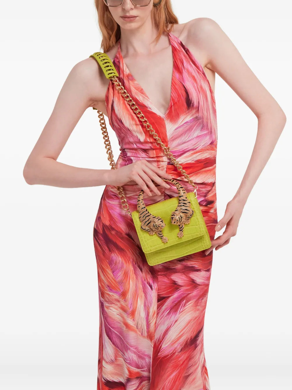 Roberto Cavallimedium Roar tiger-handle tote bag