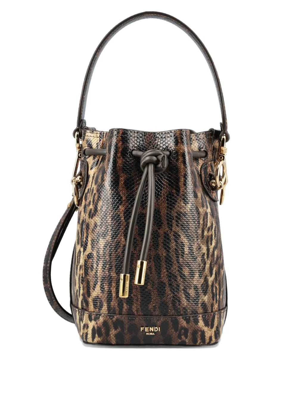 FENDIdrawstring-closure leopard-print bucket bag