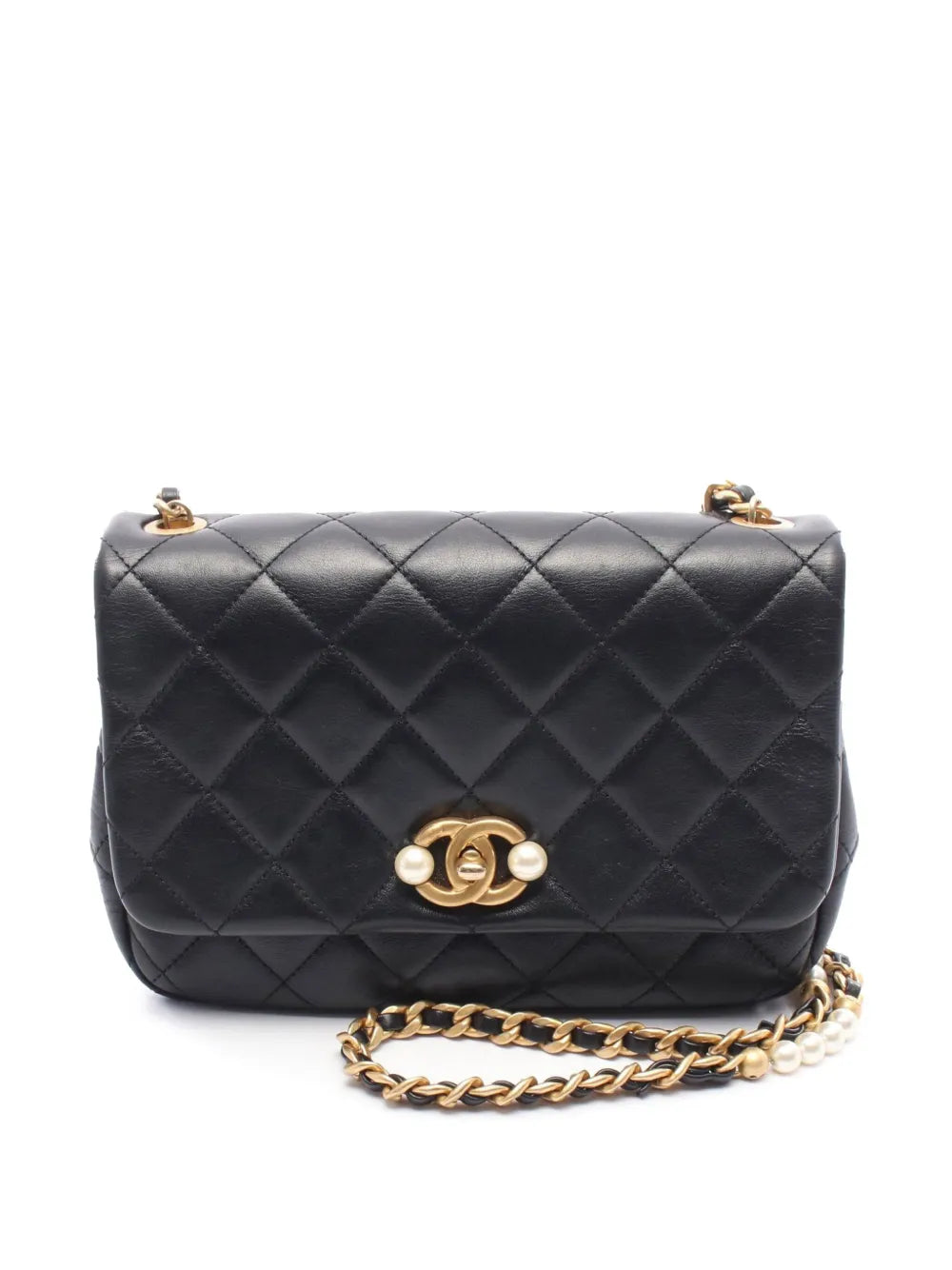 Pre-OwnedCHANEL Pre-Owned2021-2025 Small CC Glazed Calfskin Imitation Pearls Flap crossbody bag