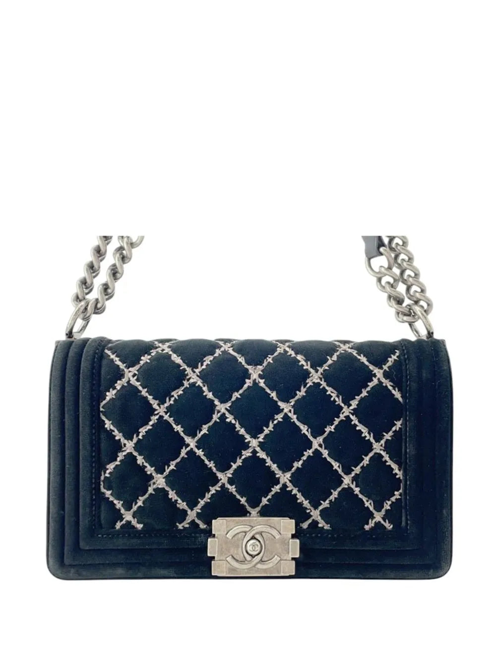 Pre-OwnedCHANEL Pre-Owned2014 Old Medium Quilted Velvet Stitched Boy Flap crossbody bag