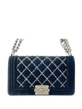 Pre-OwnedCHANEL Pre-Owned2014 Old Medium Quilted Velvet Stitched Boy Flap crossbody bag