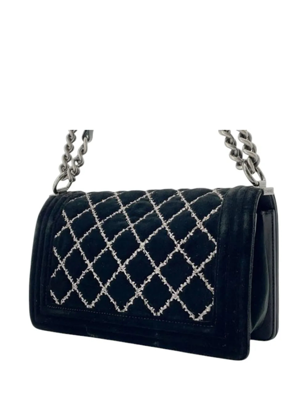 Pre-OwnedCHANEL Pre-Owned2014 Old Medium Quilted Velvet Stitched Boy Flap crossbody bag