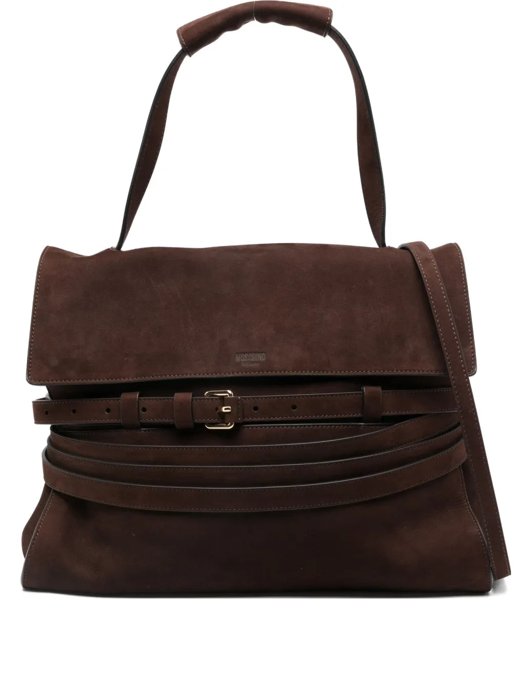 Moschinobuckle nubuck leather tote bag