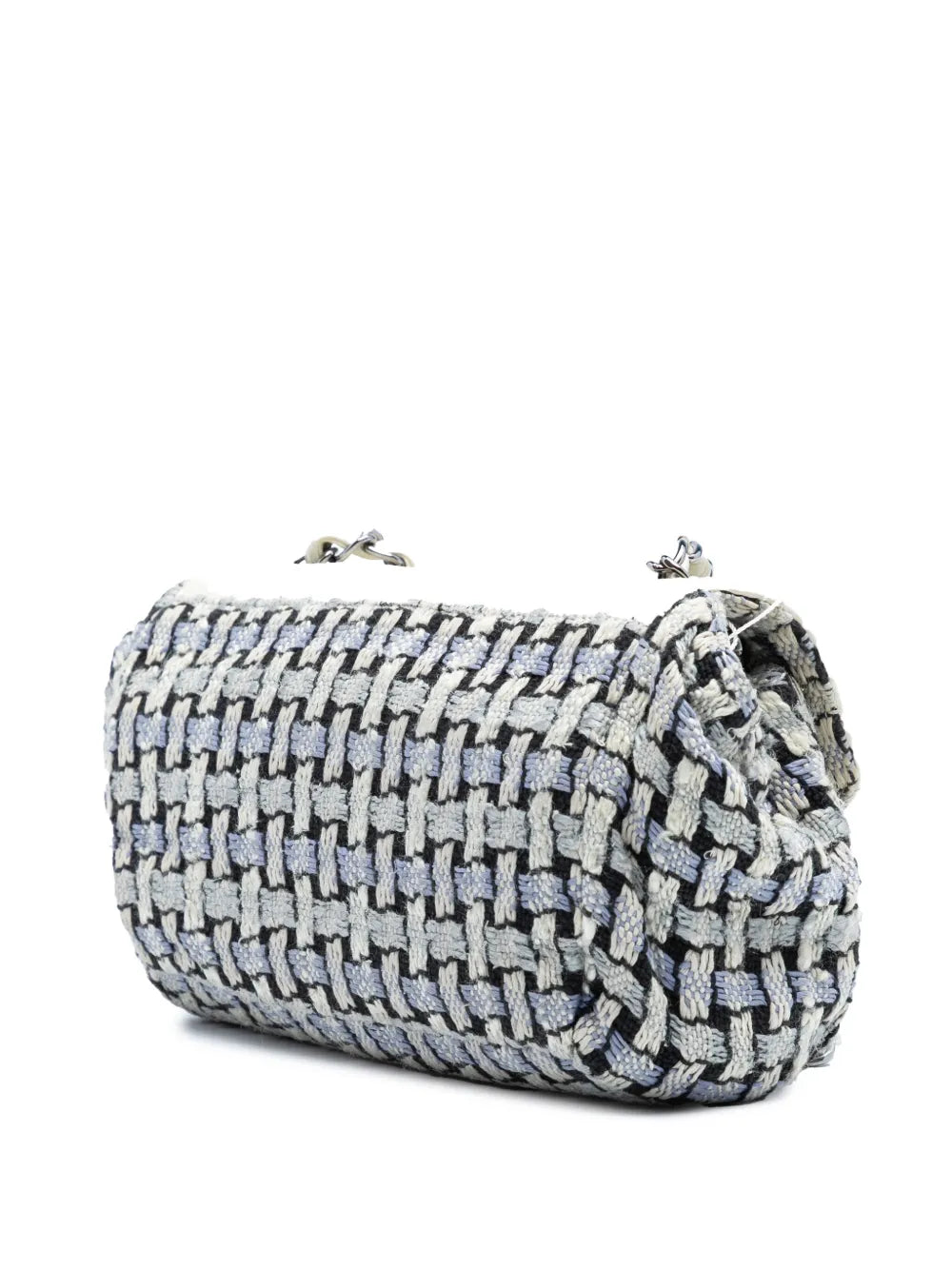 Pre-OwnedCHANEL Pre-Owned2004-2005 Tweed and Calfskin Woven Single Flap shoulder bag