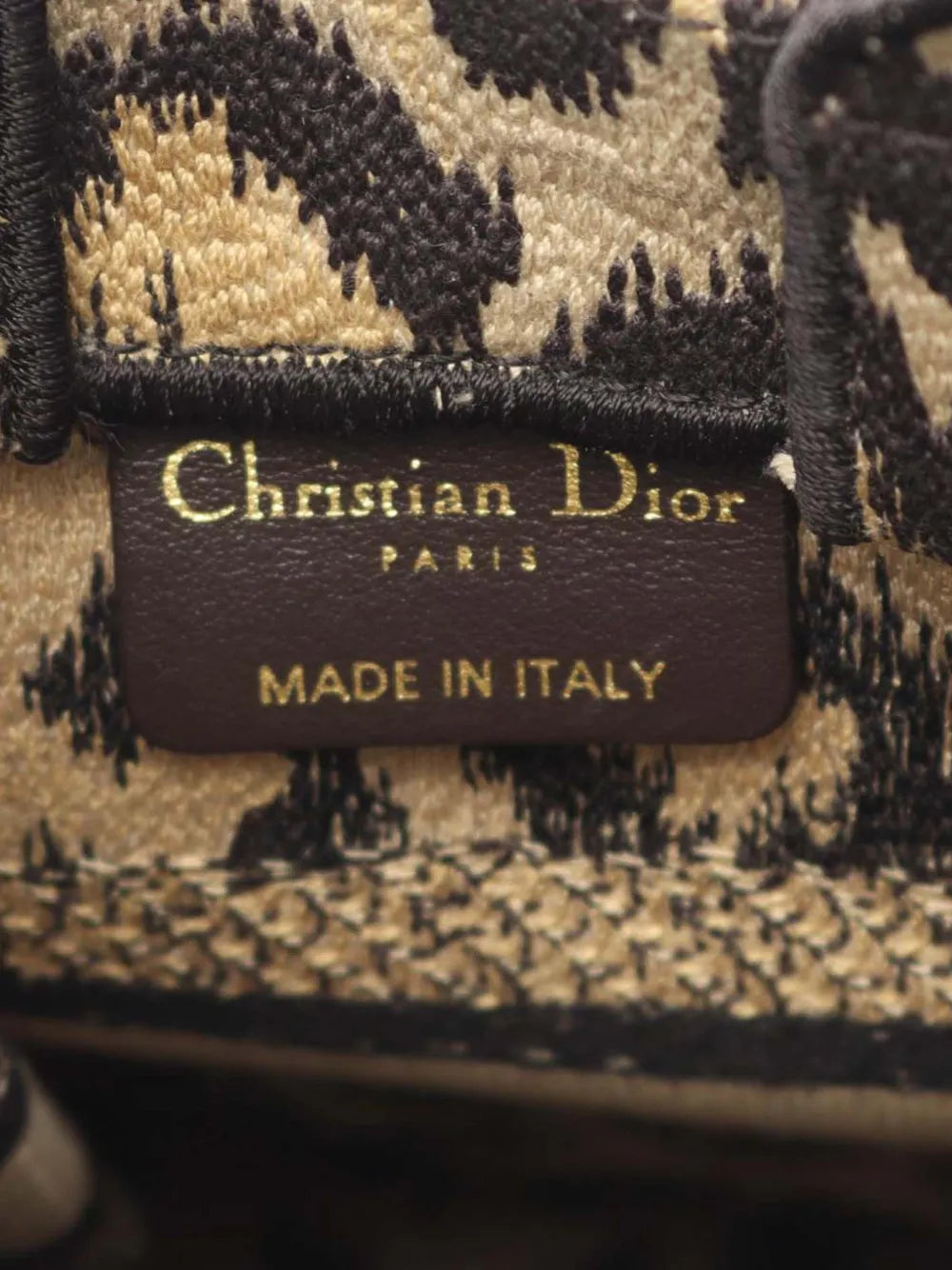 Pre-OwnedChristian Dior Pre-Owned2022 Mizza Mini Embroidered Canvas Leopard Vertical Book Tote satchel