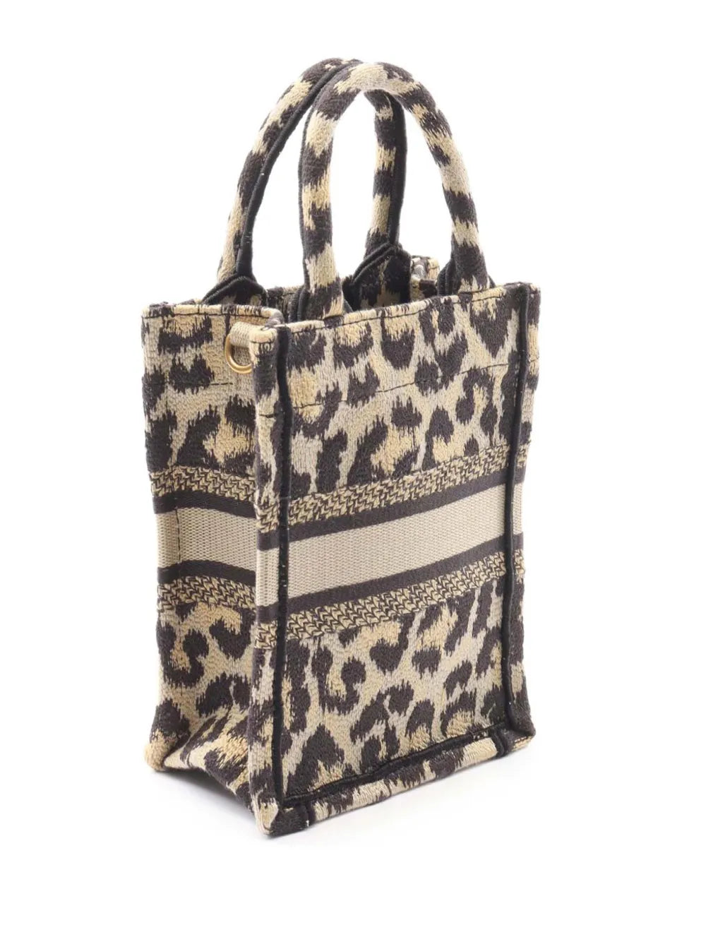 Pre-OwnedChristian Dior Pre-Owned2022 Mizza Mini Embroidered Canvas Leopard Vertical Book Tote satchel
