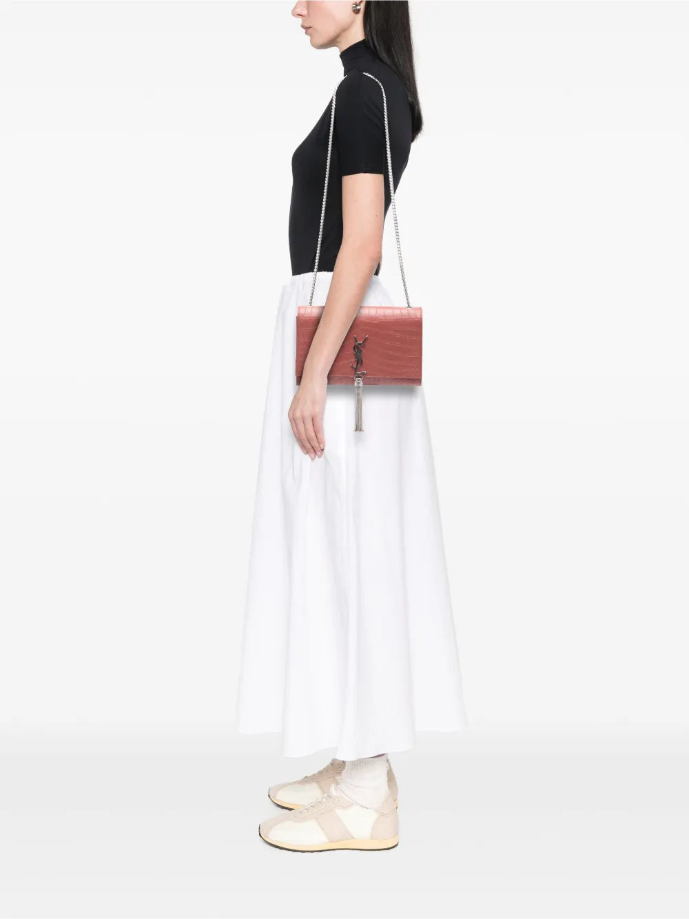 Pre-OwnedSaint Laurent Pre-Owned2016 Medium Croc Embossed Leather Kate Tassel crossbody bag