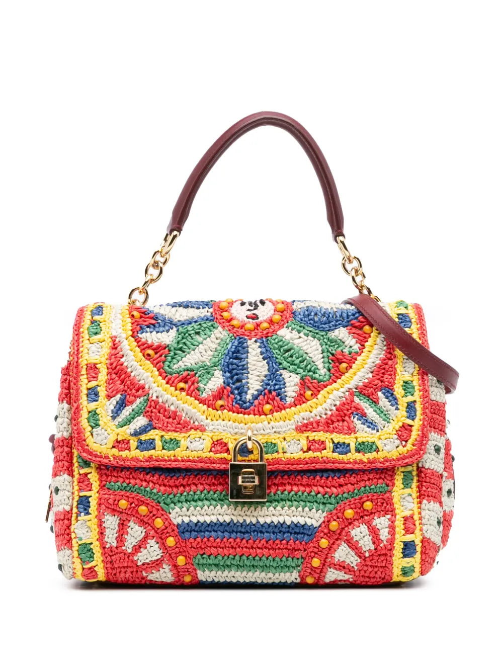 Pre-OwnedDolce & Gabbana Pre-Owned2010-2025 Raffia Crochet Sicilian Cart Miss Sicily satchel