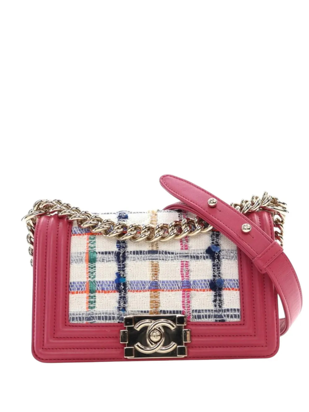 Pre-OwnedCHANEL Pre-Owned2018-2019 Small Tweed and Lambskin Boy Flap crossbody bag