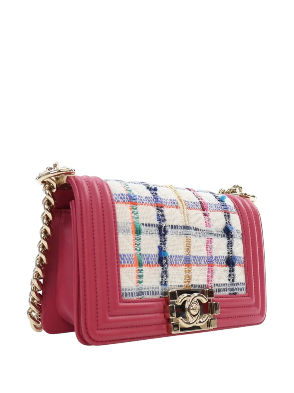 Pre-OwnedCHANEL Pre-Owned2018-2019 Small Tweed and Lambskin Boy Flap crossbody bag