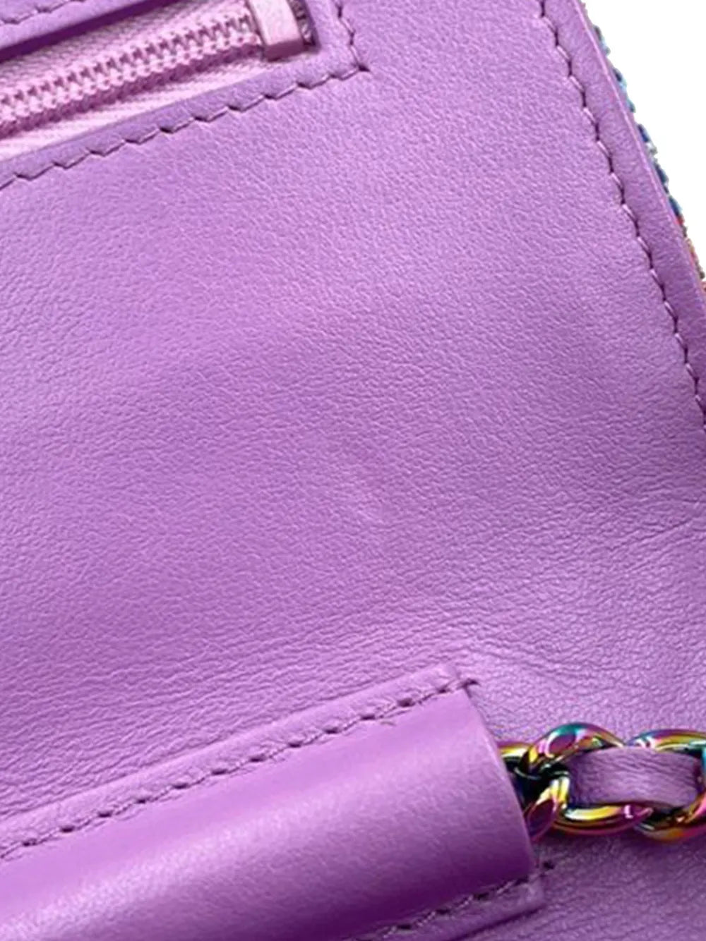 Pre-OwnedCHANEL Pre-Owned2019 CC Quilted Tweed Rainbow Hardware Wallet on Chain crossbody bag