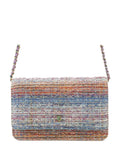 Pre-OwnedCHANEL Pre-Owned2019 CC Quilted Tweed Rainbow Hardware Wallet on Chain crossbody bag