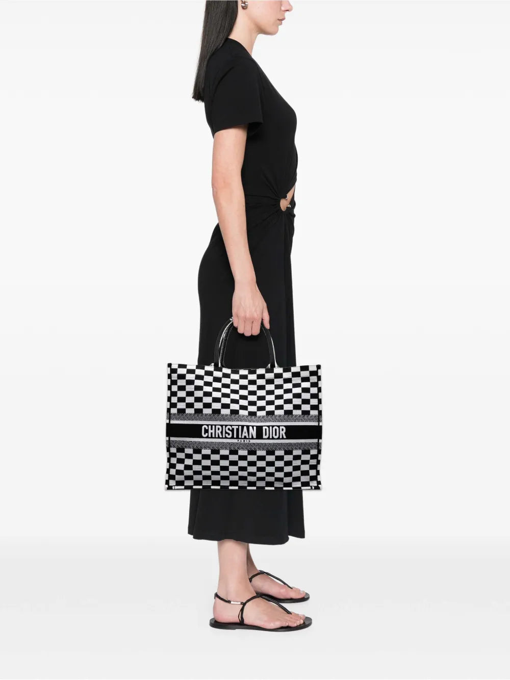 Pre-OwnedChristian Dior Pre-Owned2018 Large Embroidered Canvas Checkered Book tote bag