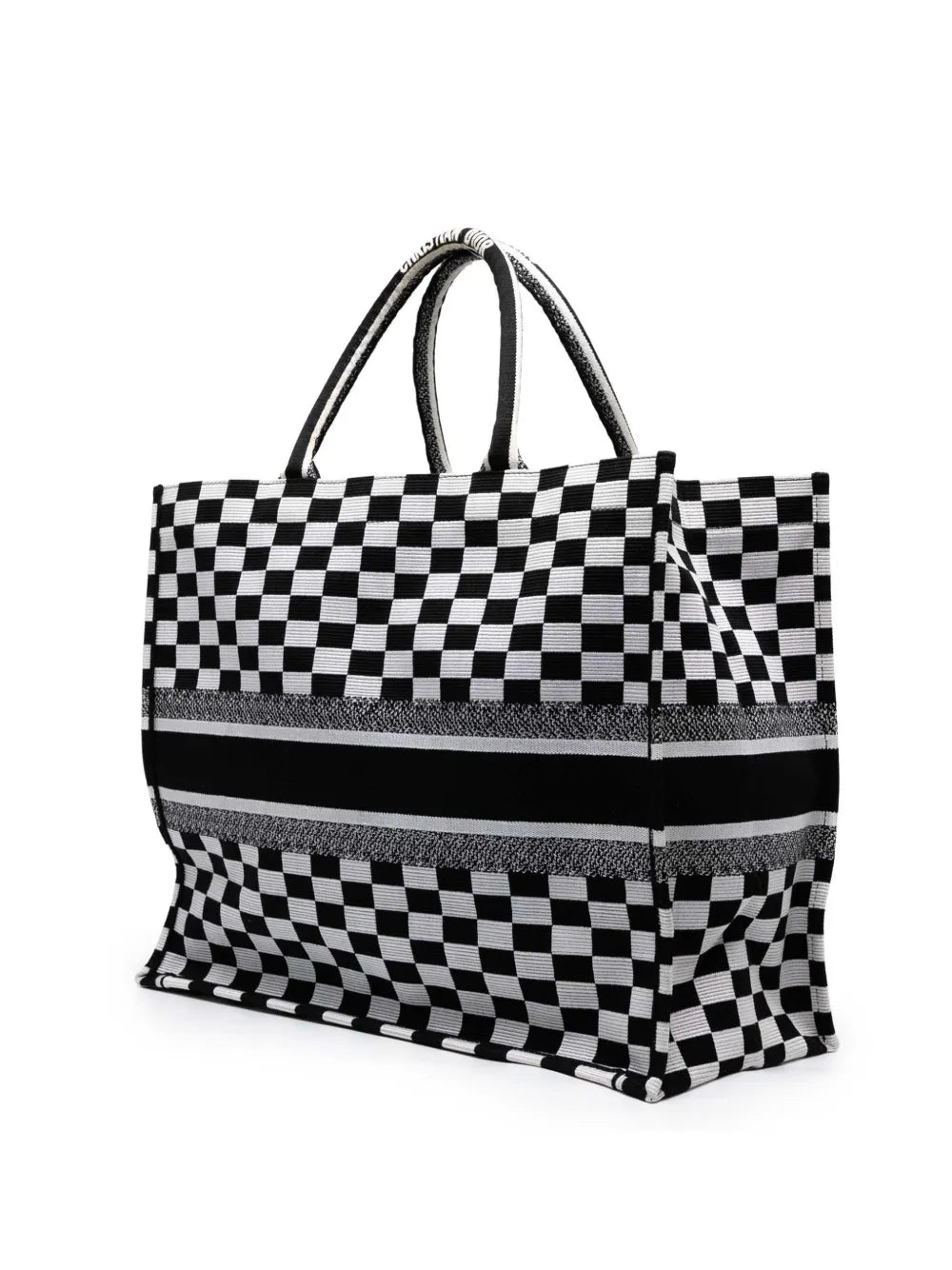 Pre-OwnedChristian Dior Pre-Owned2018 Large Embroidered Canvas Checkered Book tote bag