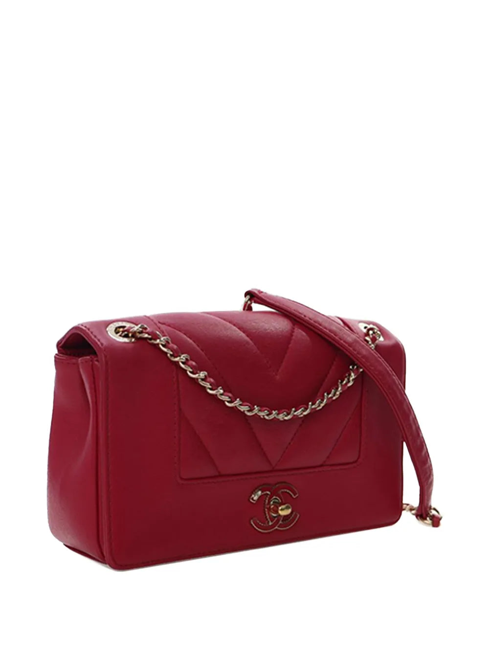 Pre-OwnedCHANEL Pre-Owned2017-2018 Mini Quilted Chevron Sheepskin Mademoiselle Flap crossbody bag