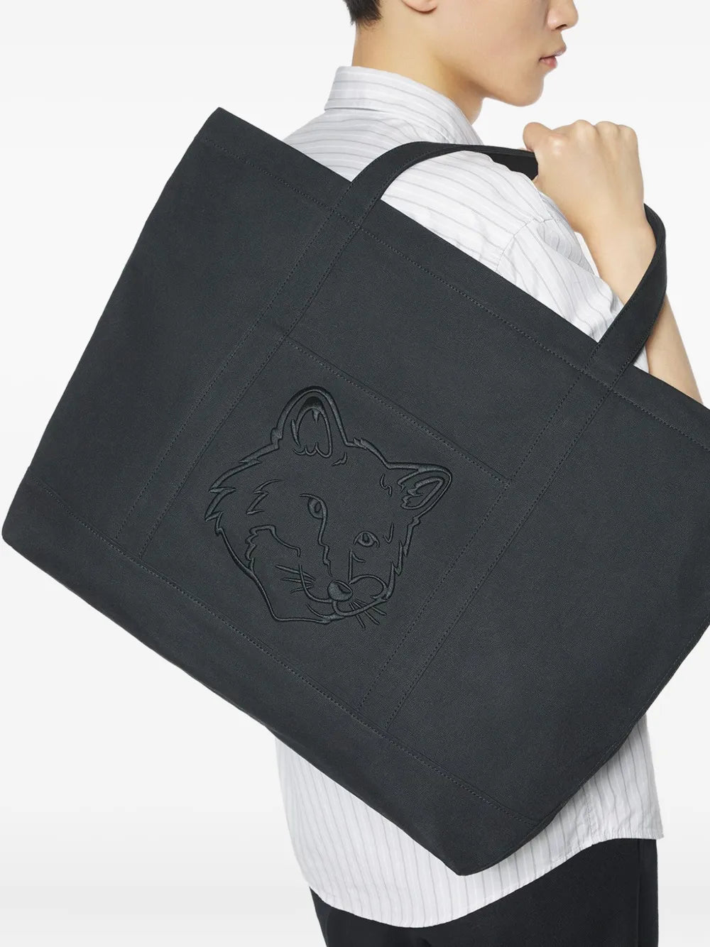Maison Kitsunélarge Fox Head tote bag