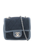 Pre-OwnedCHANEL Pre-Owned2014 Mini Square Bicolor Quilted Denim Medallion Flap crossbody bag