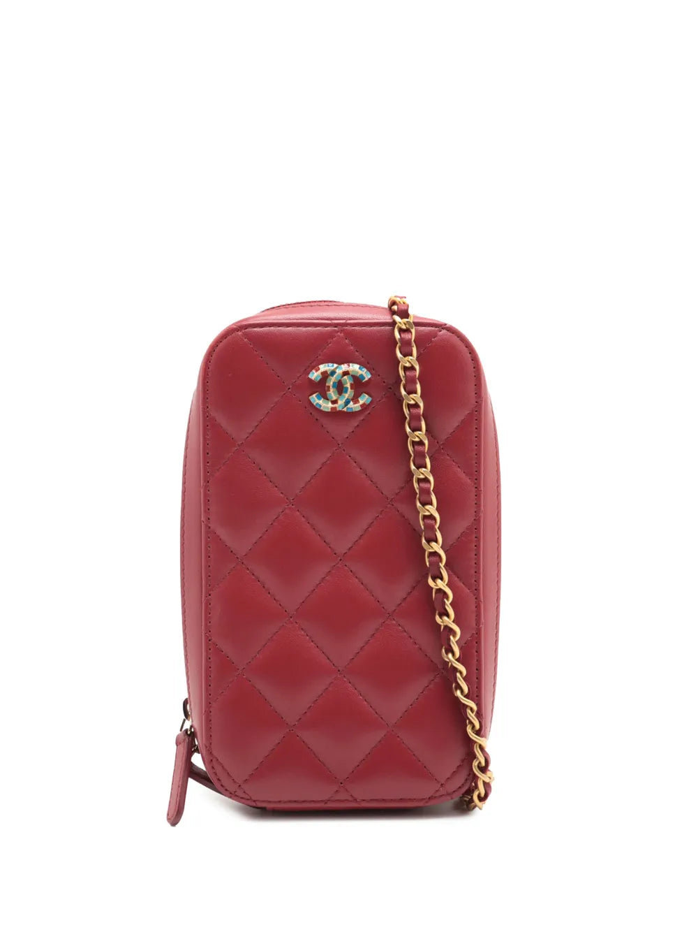 Pre-OwnedCHANEL Pre-Owned2019 CC Quilted Lambskin Zip Phone Case crossbody bag